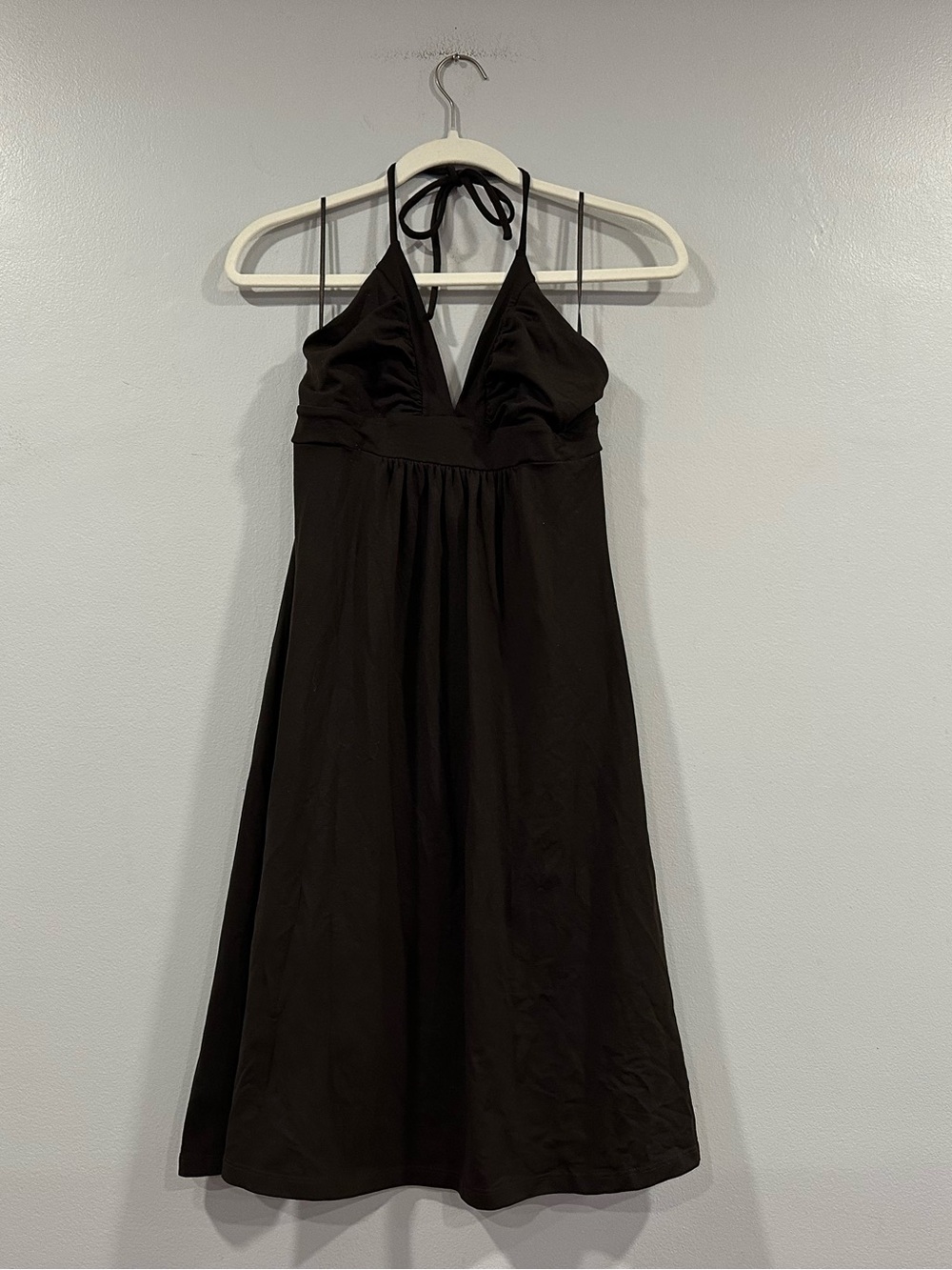Susana Monaco Y2K Brown Halter Vneck Dress Large L